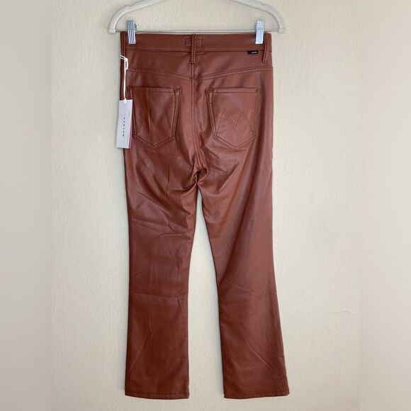 NWT Mother The Pixie Dazzler Brown Pants Faux Leather High Rise Size 25 - Picture 8 of 13